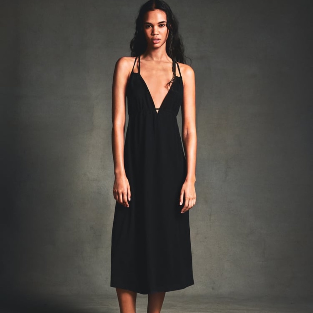 ZARA RUCHED MIDI DRESS SMALL